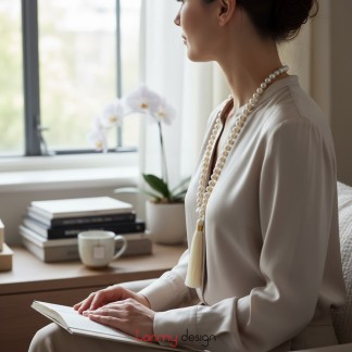 Vòng cổ ngọc trai dài có tua rua